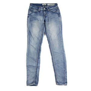 Indigo Rein Womens Skinny Jeans Light Wash Denim Low Rise Cotton Blend Size 1